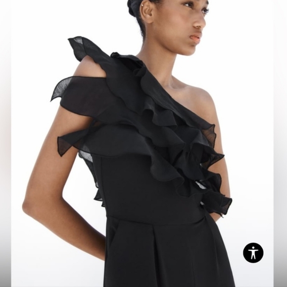 Zara One Shoulder Ruffled Jumpsuit, Size S - Picture 4 of 9